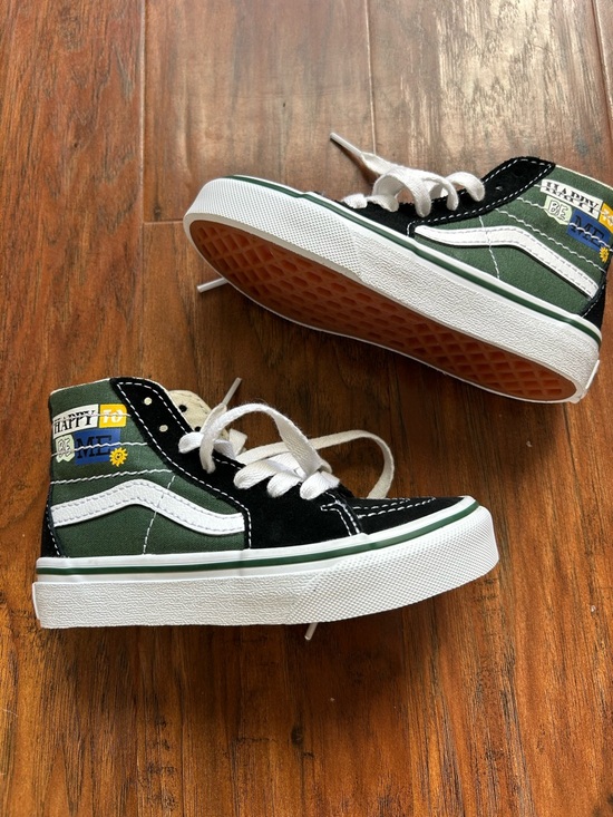 Vans Other - Vans Green & Black High Top Skate Sneakers with White Stripe Kid’s Shoe